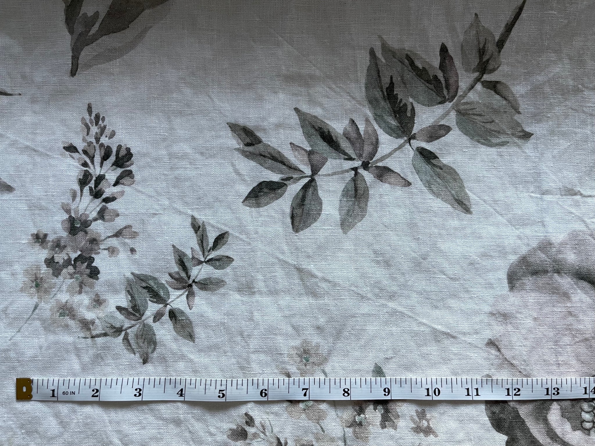 Peonies Floral Linen Fabric - Washed