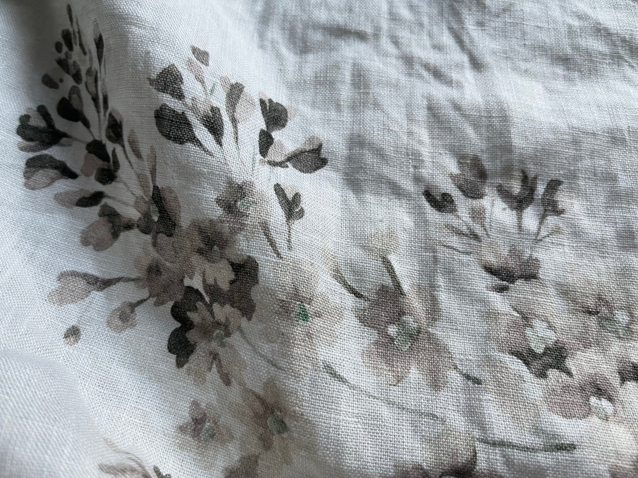 Peonies Floral Linen Fabric - Washed