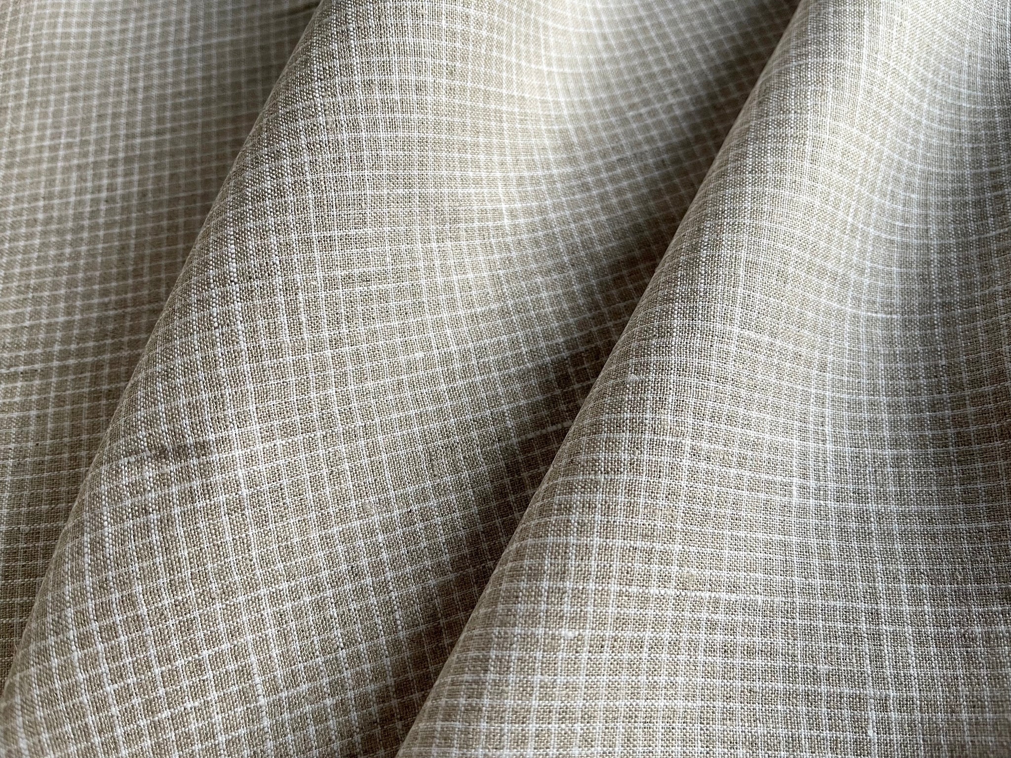 Deadstock Linen Fabric - Natural Mini Check