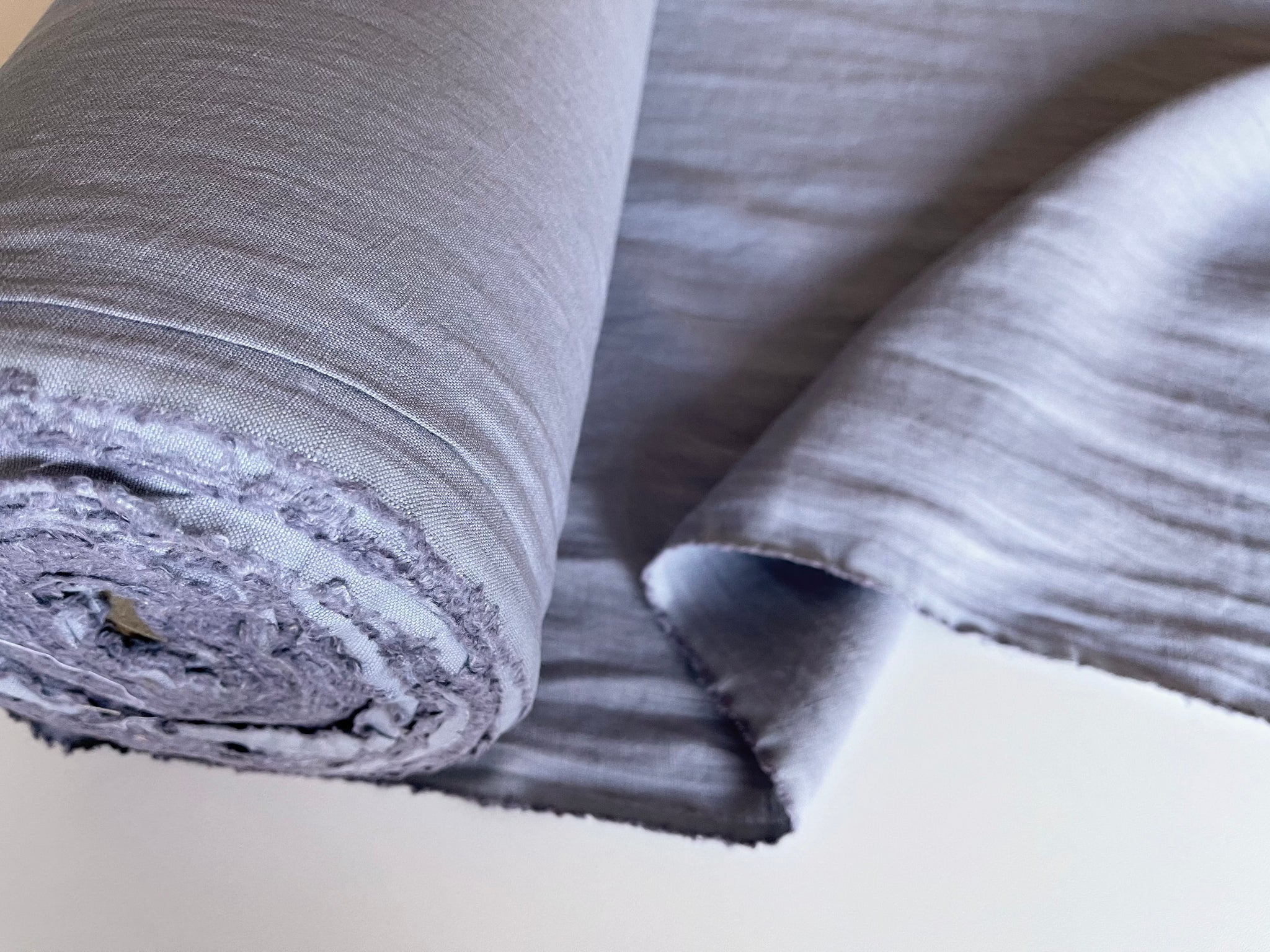Bluish Grey Linen Fabric - Stone Washed