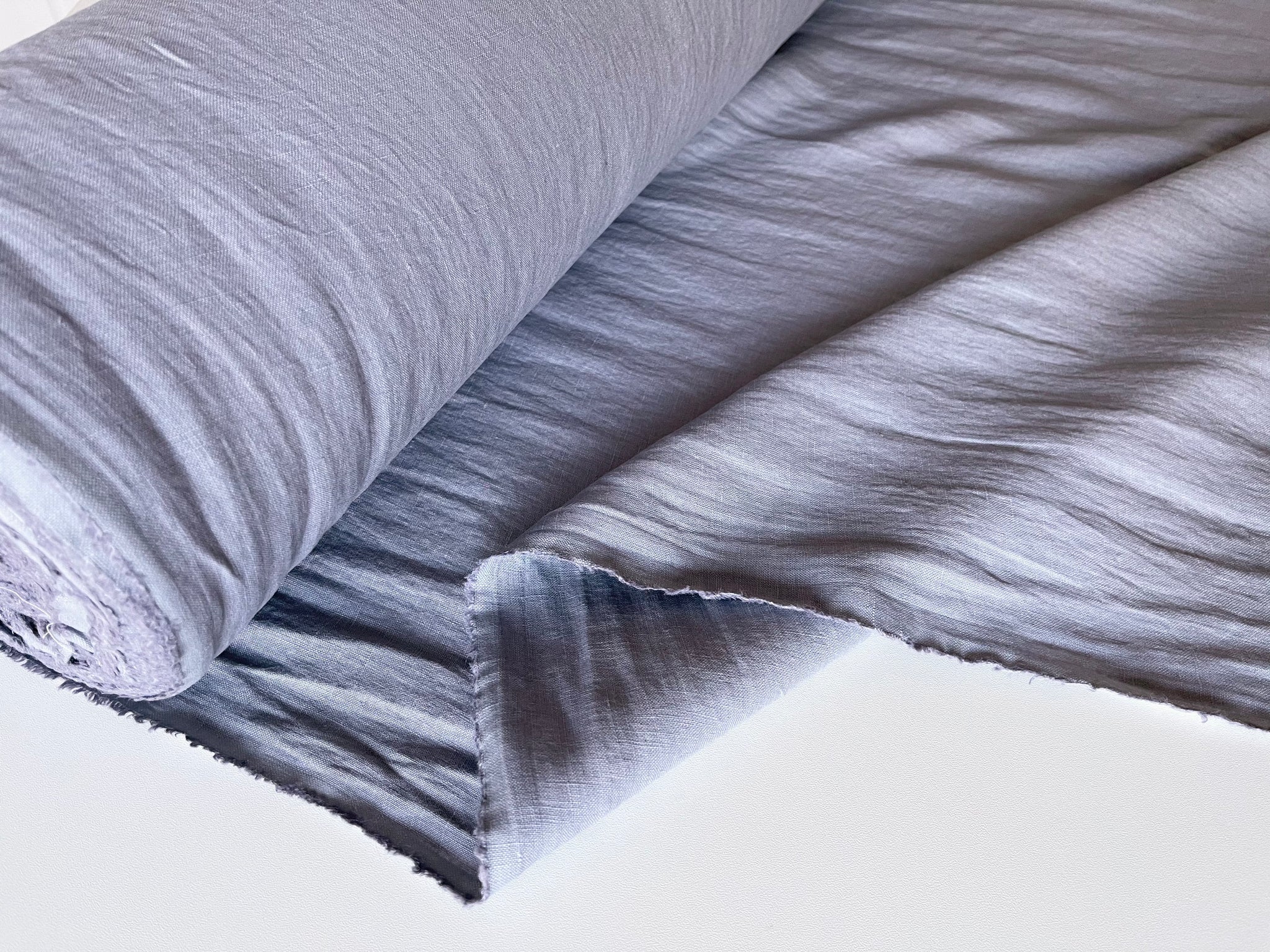 Bluish Grey Linen Fabric - Stone Washed