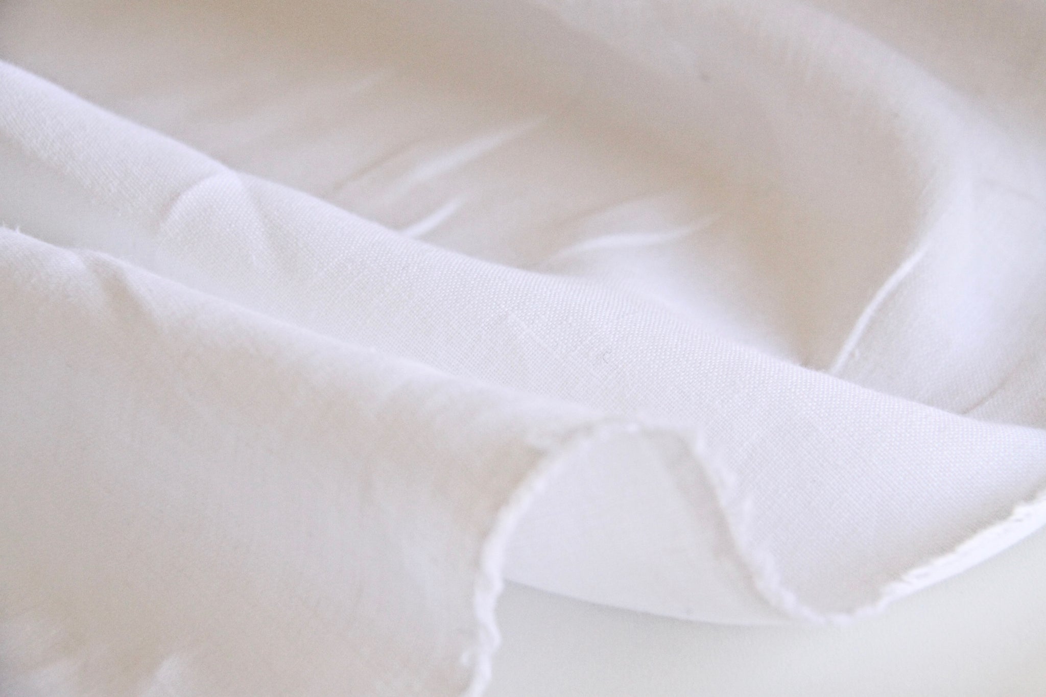 Pure White Linen Fabric - Softened