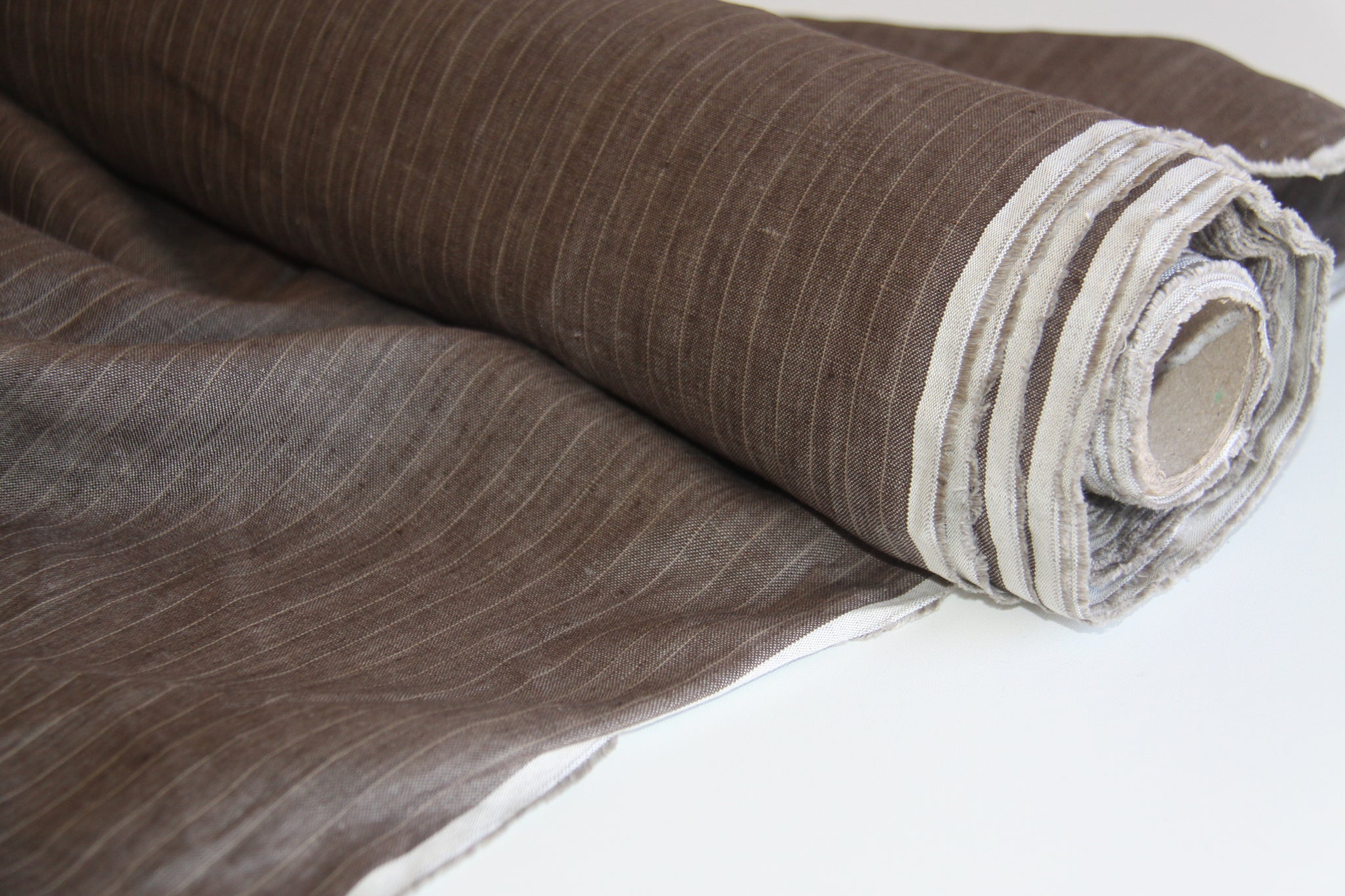 Brown Striped Linen Fabric