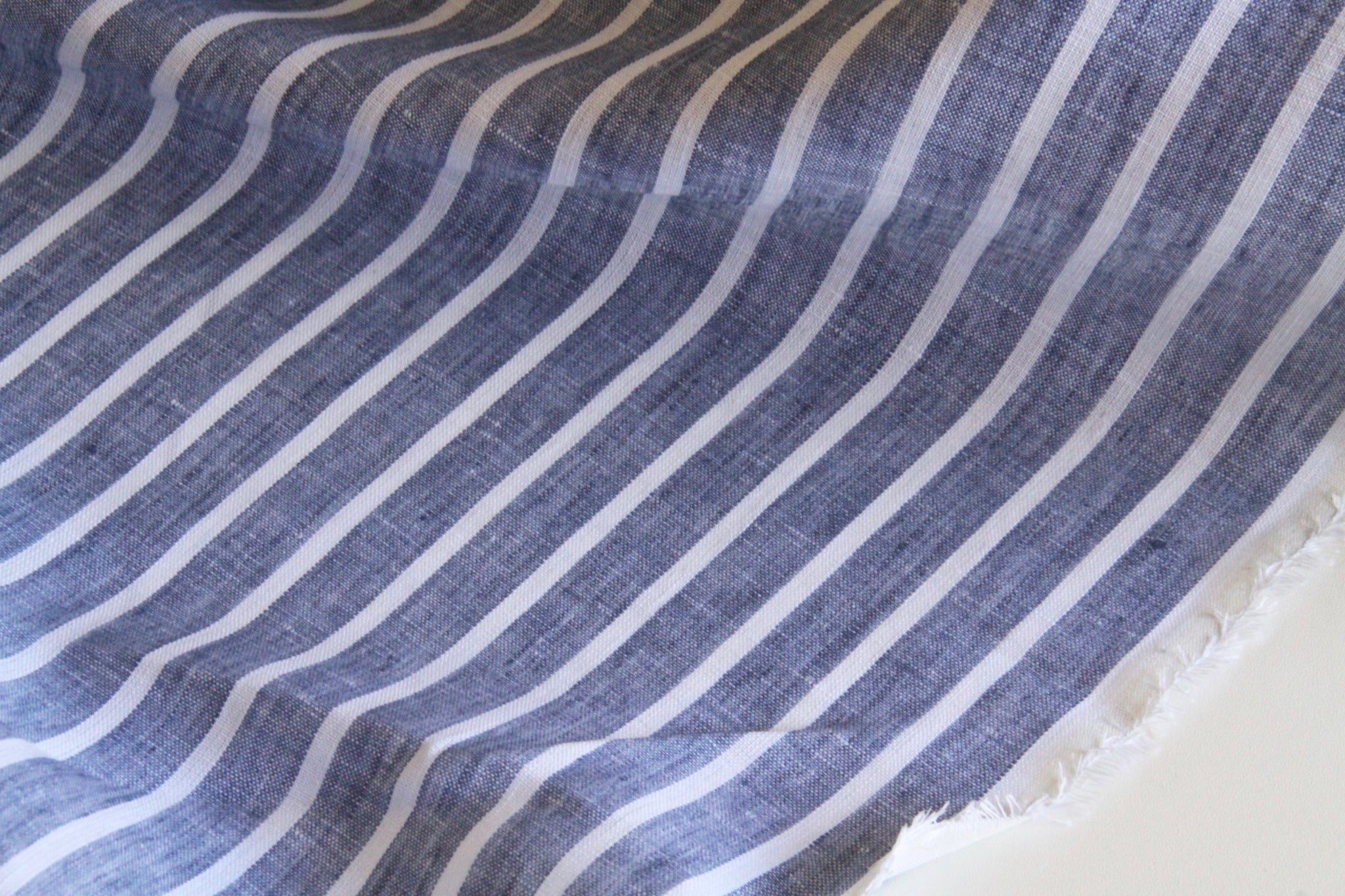 Blue Striped Linen Fabric