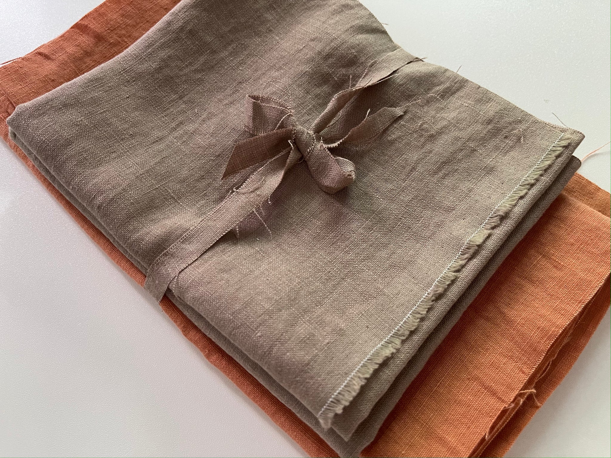 Linen Fabric Remnants - Desert Clay and Terracotta