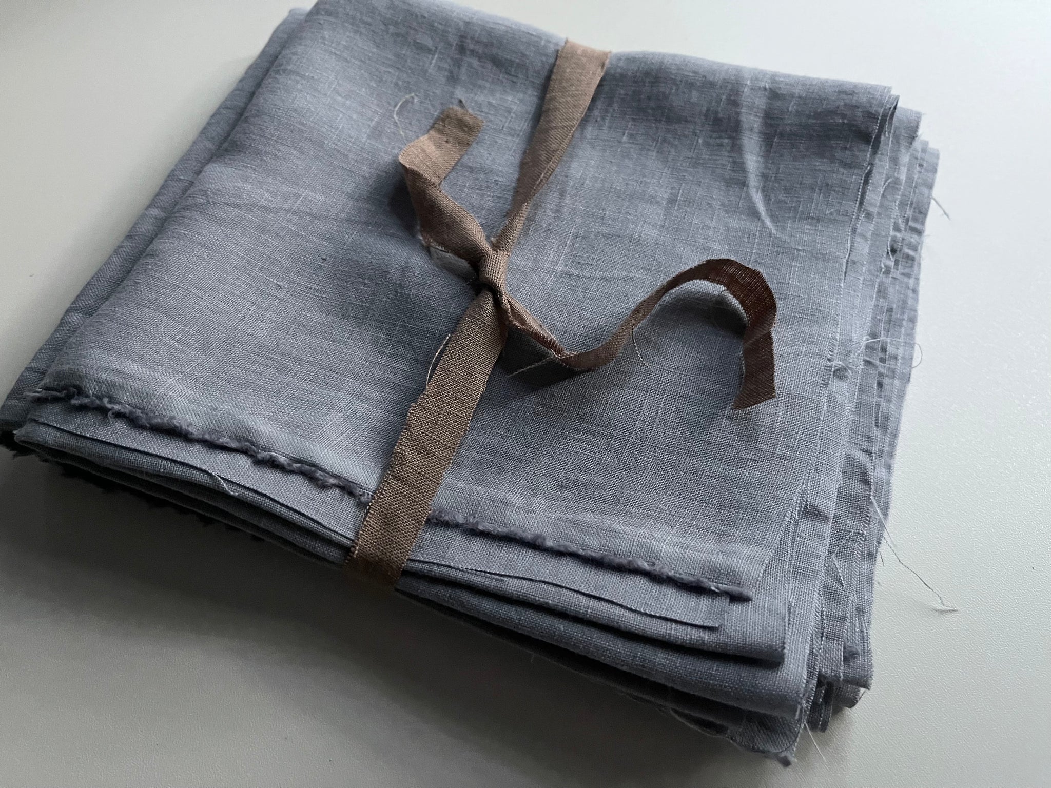 Linen Fabric Remnants - Bluish Grey