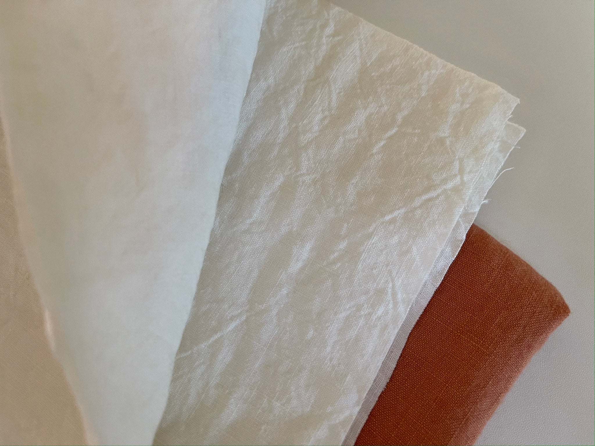 Linen Fabric Remnants - Terracotta, Ivory, Mustard