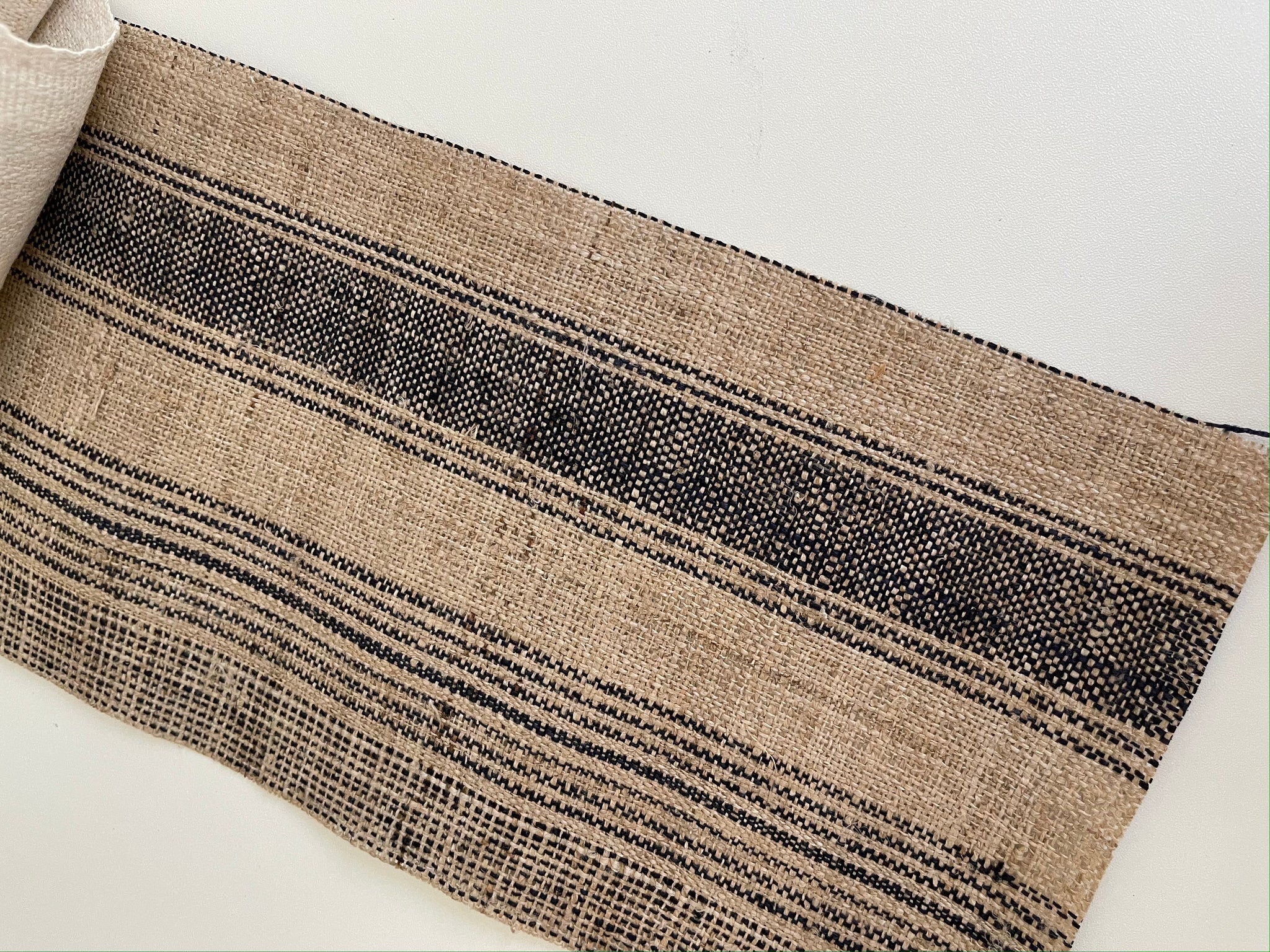 Organic Handwoven Hemp Fabric Bundle - Off-White and Natural Stripe
