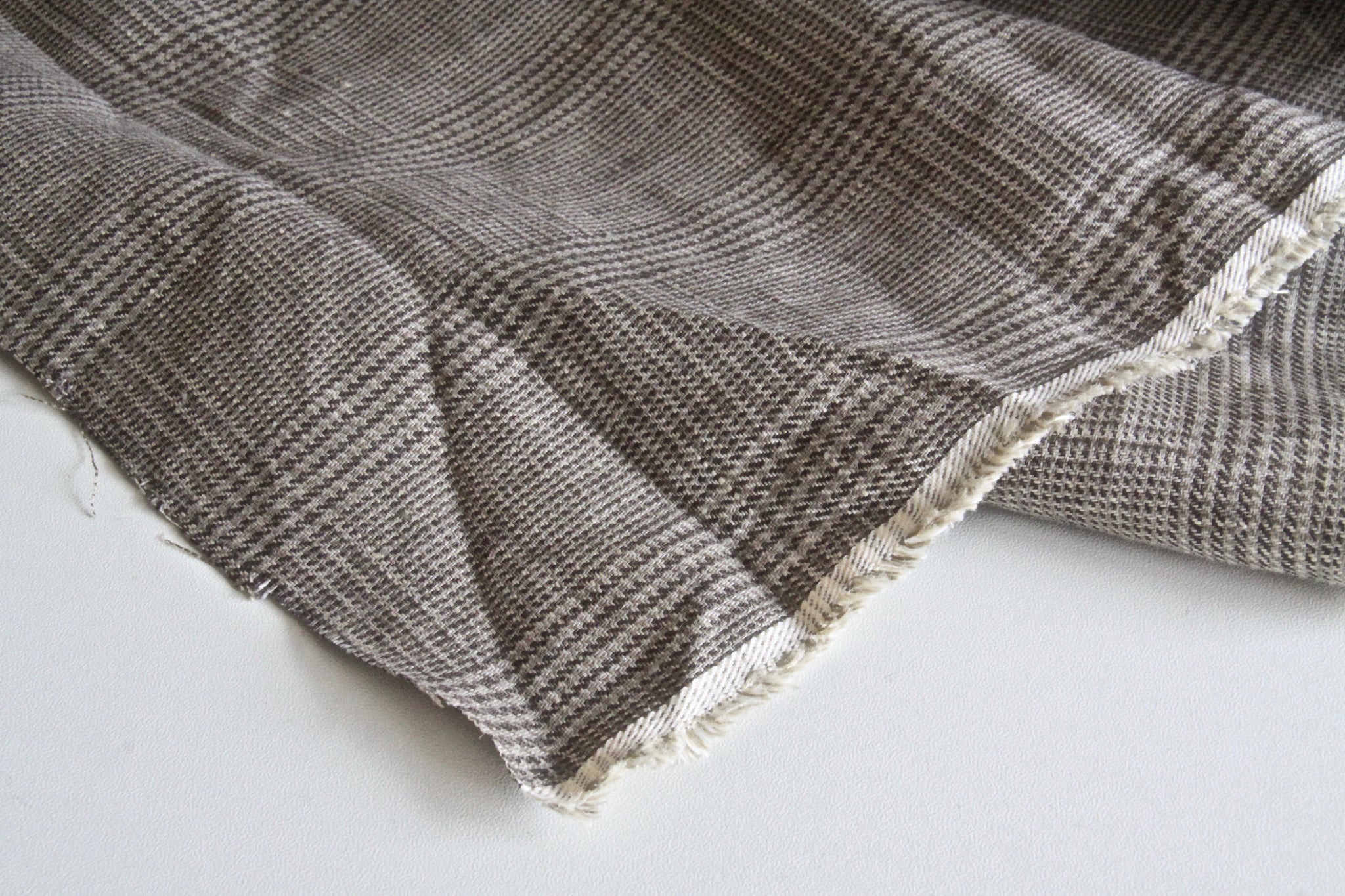 Brown Plaid Linen Fabric