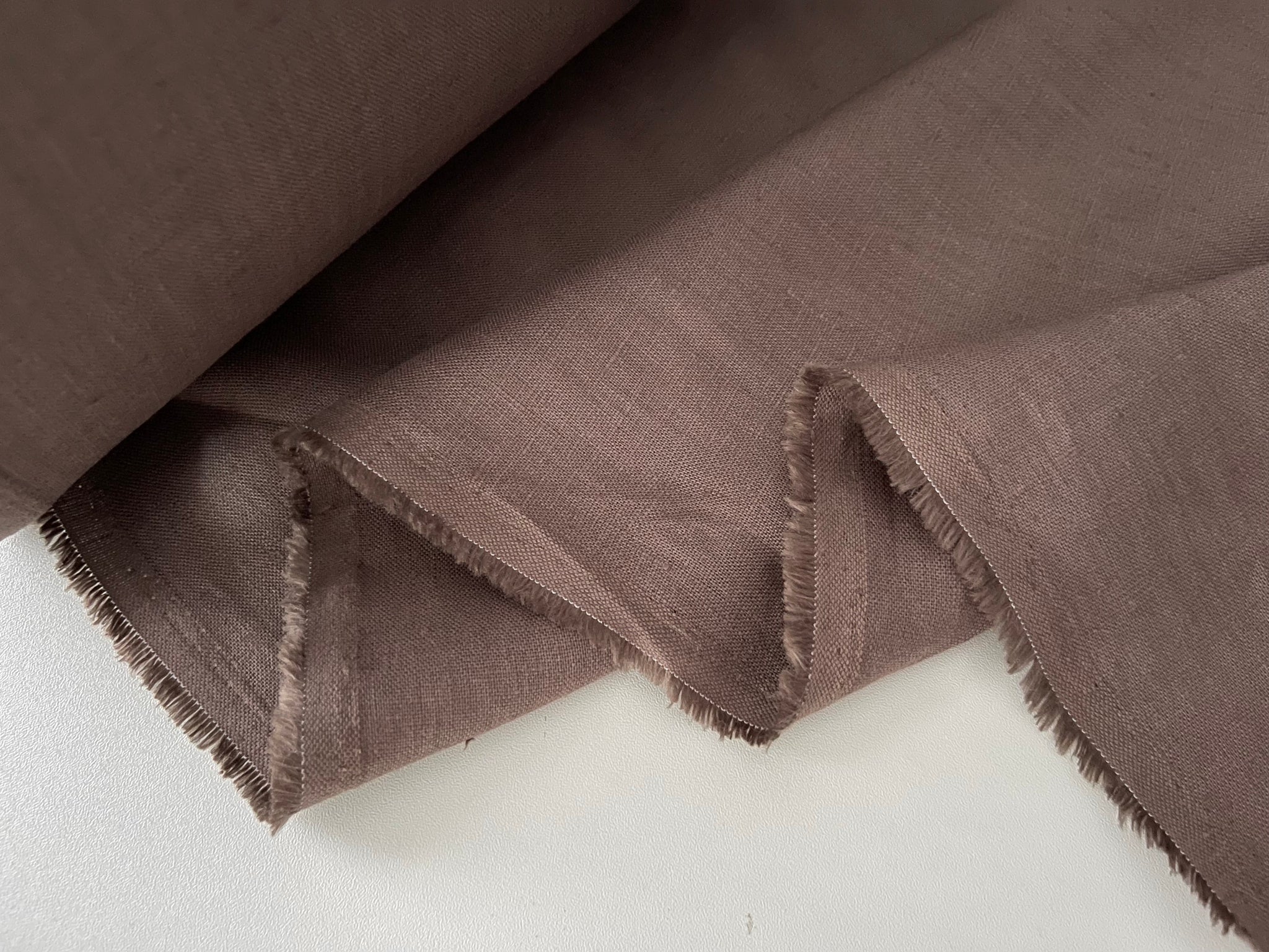 Brown Lentil Linen Fabric - Softened