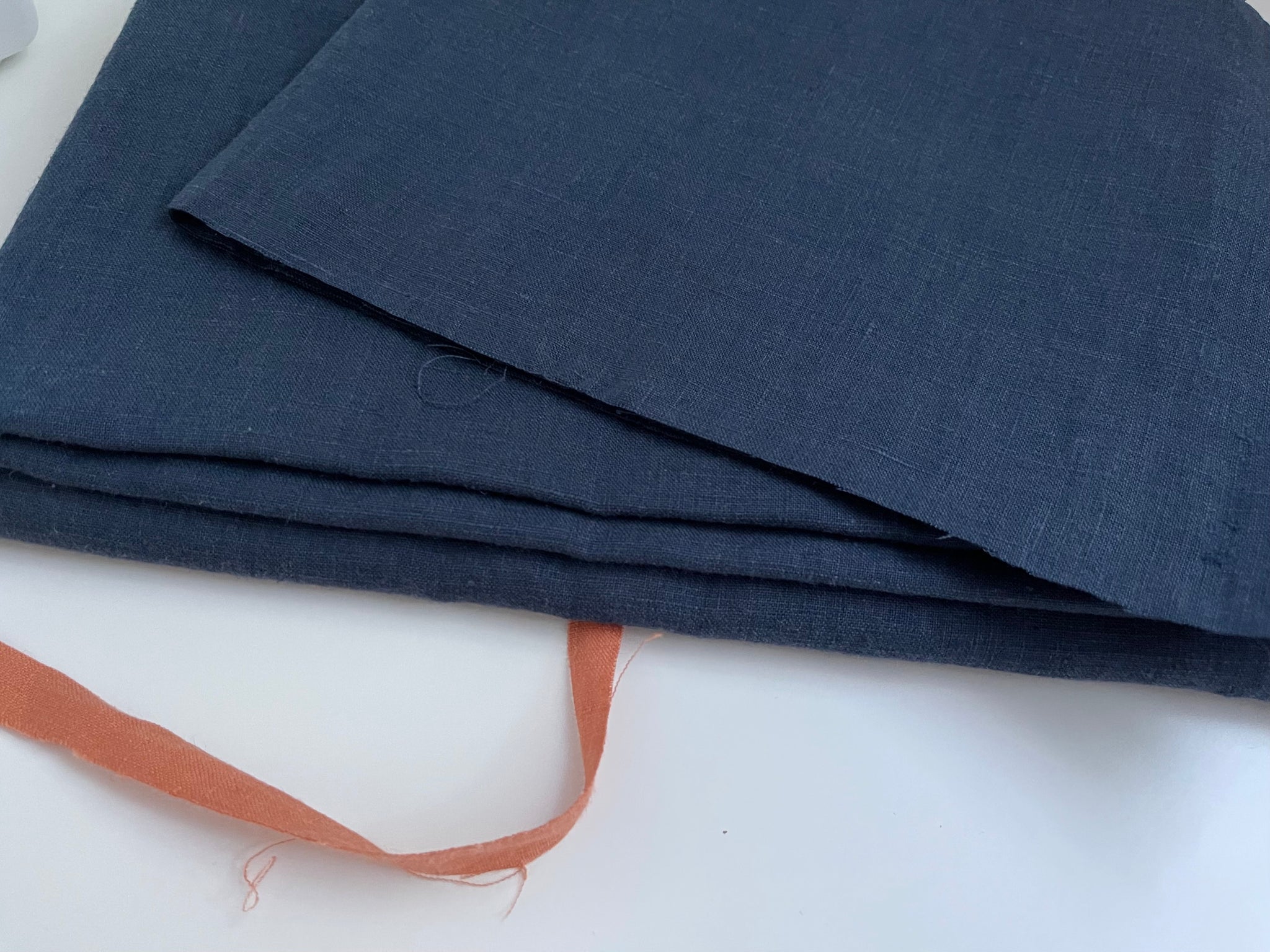 Linen Fabric Remnants - Navy Blue