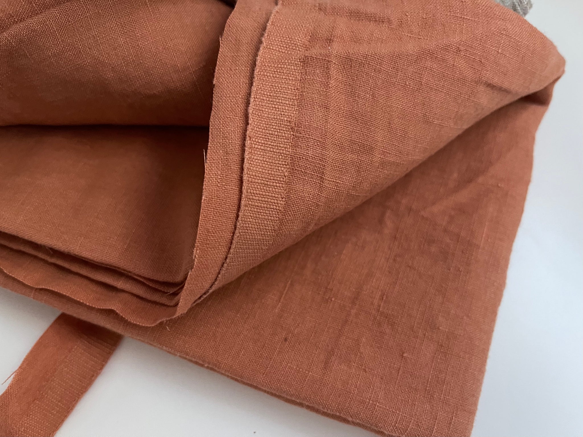 Linen Fabric Remnants - Natural and Terracotta