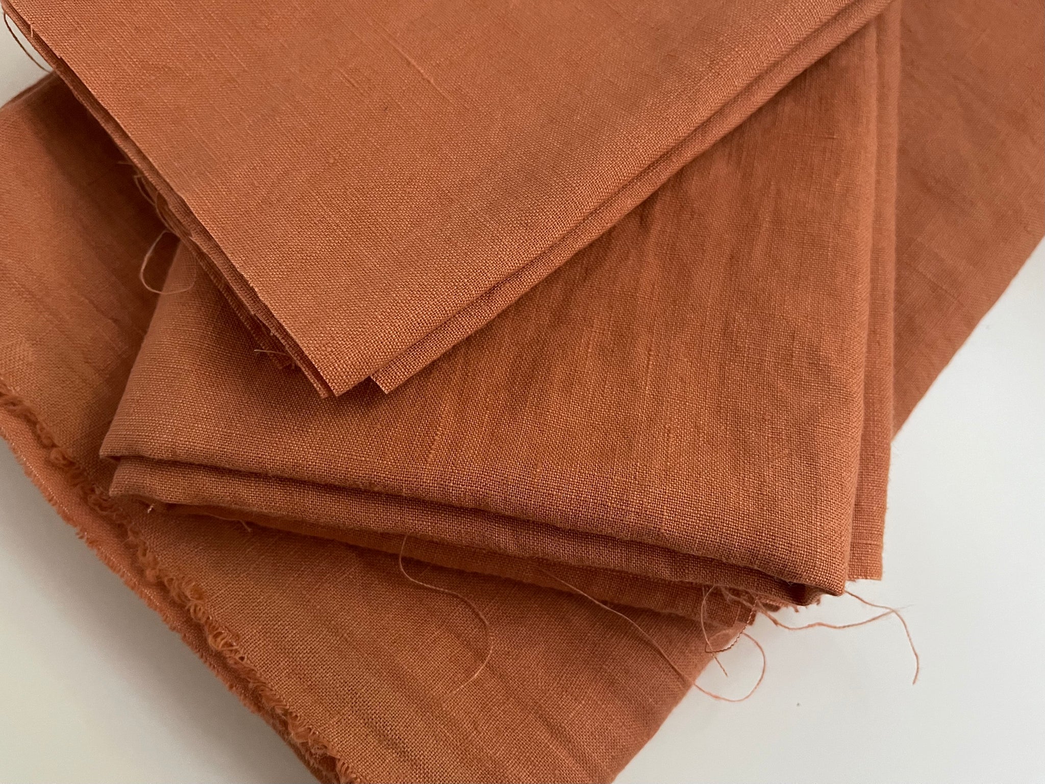 Linen Fabric Remnants - Terracotta - over 2.5 yards