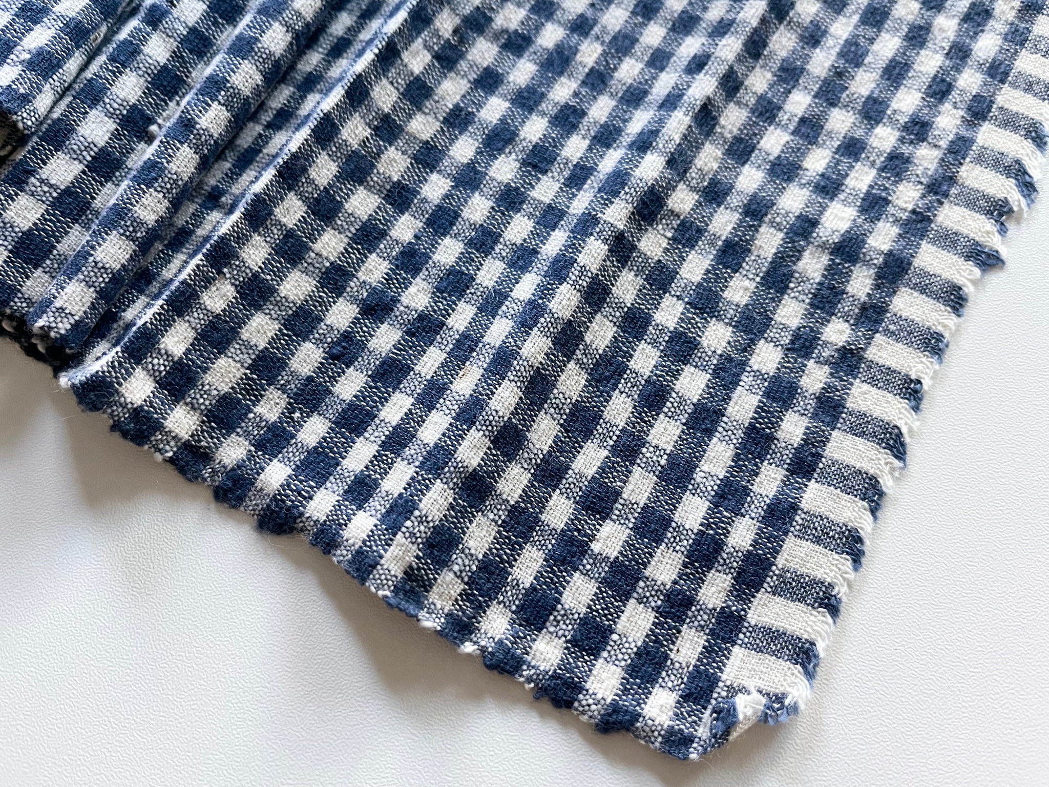 Vintage Handwoven Cotton Cloth - Navy Check